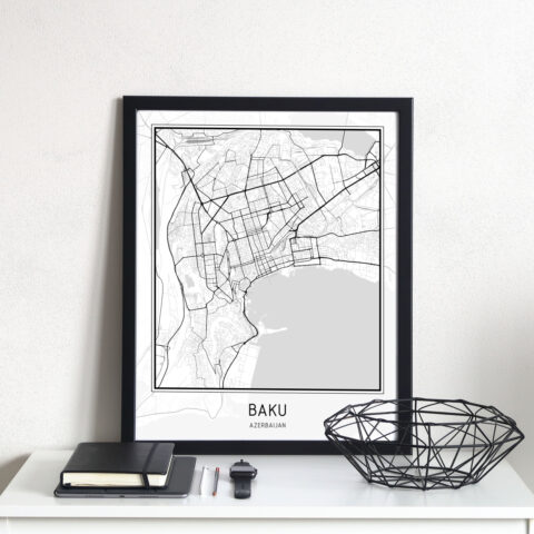 Plakát - mapa města - Baku