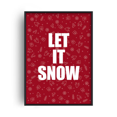 Vánoční plakát - Let it snow (červený)